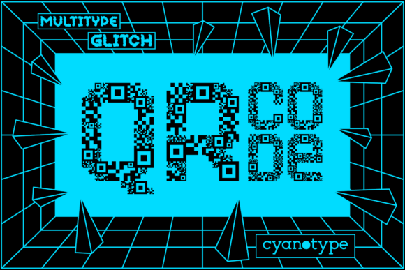 MultiType Glitch QR Code: A Distorted Pixel Display Font